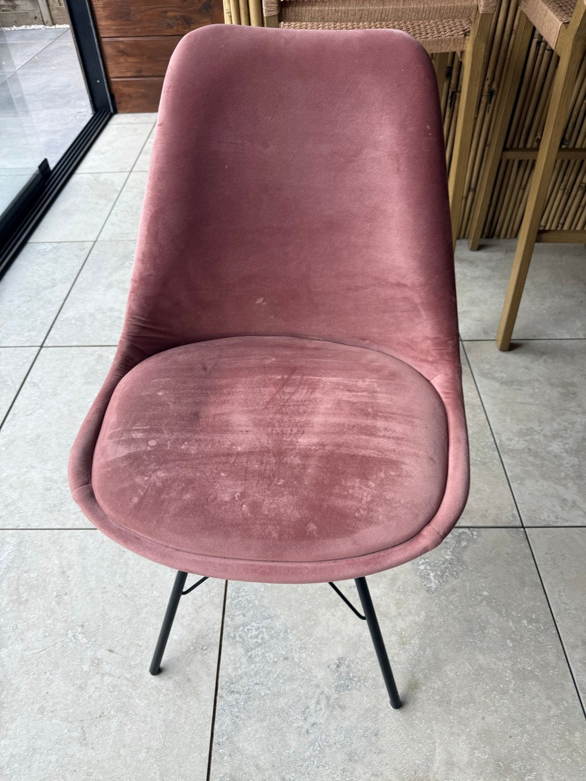 4 roze eetkamerstoelen - zithoogte 50cm, Huis en Inrichting, Stoelen, Ophalen, Gebruikt, Overige kleuren, Vier
