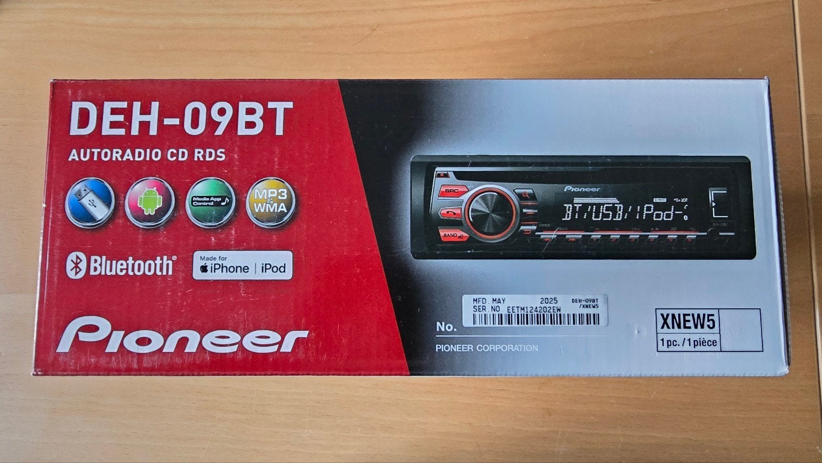 Pioneer DEH-09BT Autoradio CD-speler Nieuw in Doos, Auto diversen, Autoradio's, Ophalen of Verzenden, Nieuw