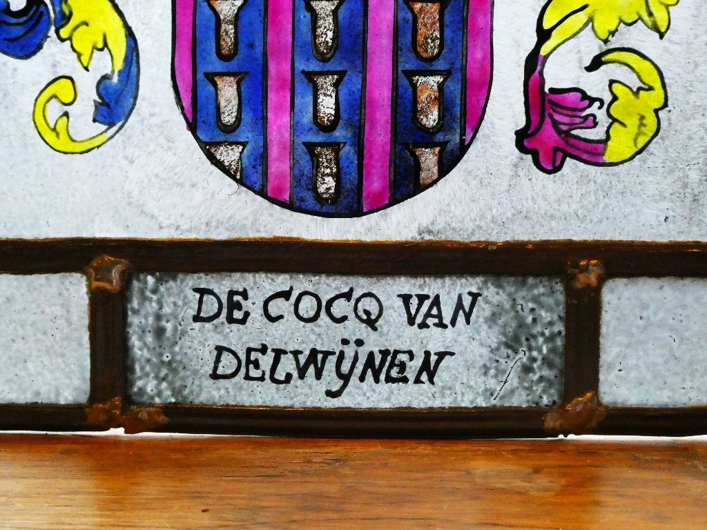 Glas in lood wapenschild De Cocq van Delwijnen / Zaltbommel, Ophalen of Verzenden