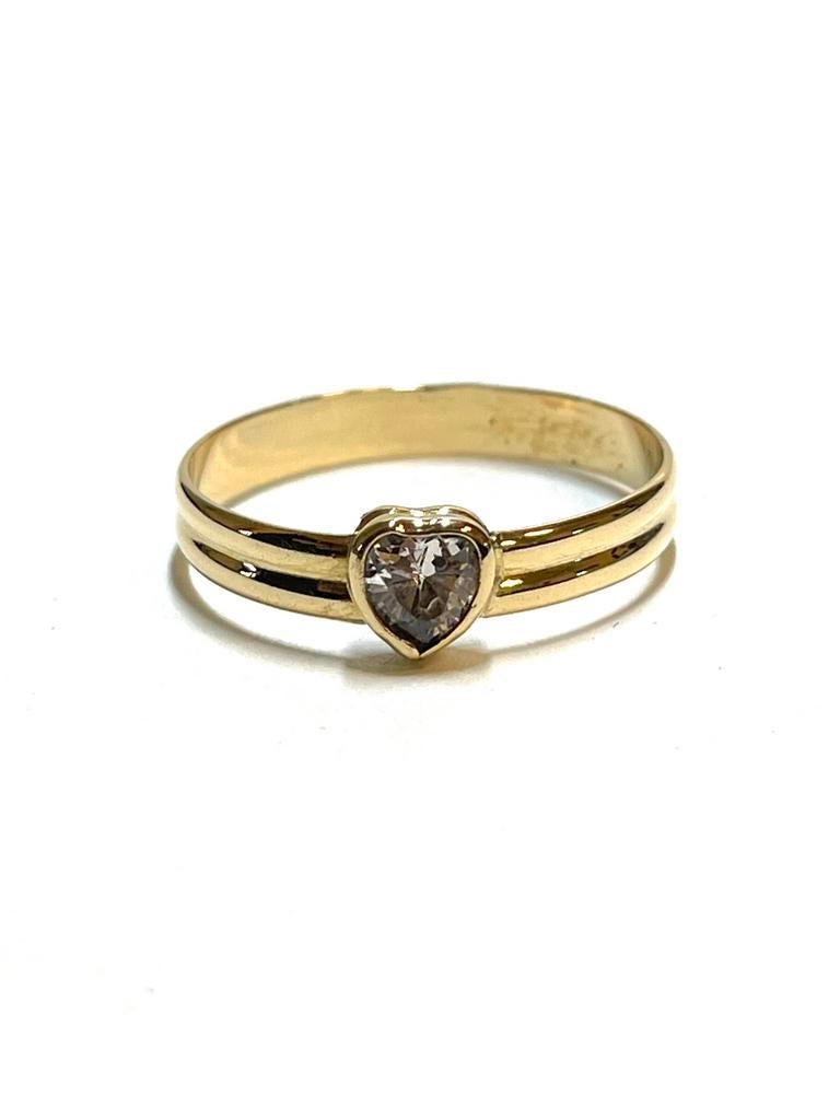 18k gouden ring met een zirkonia, -, -, Ophalen of Verzenden, Dame
