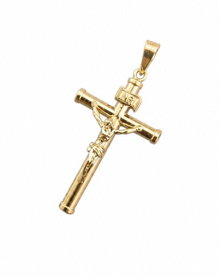 14 karaat Gouden Kruisje met Christus Ketting Hanger, Nieuw, Ophalen of Verzenden, Kruis of Symbool, Goud