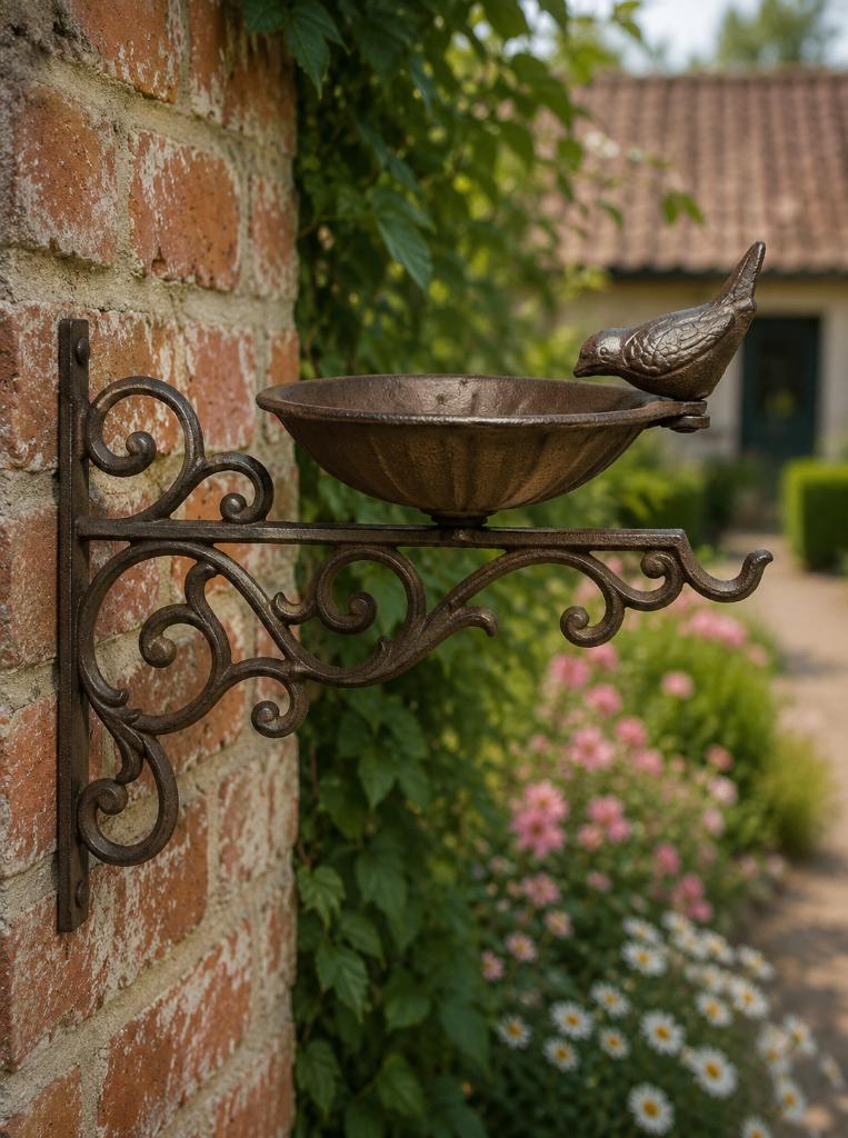 VOEDERSCHAAL MET VOGEL/ GIETIJZER / DRINKSCHAAL, Tuin en Terras, Vogelhuisjes en Vogelbaden, Nieuw, Info@huisentuindecoratiemarie.nl