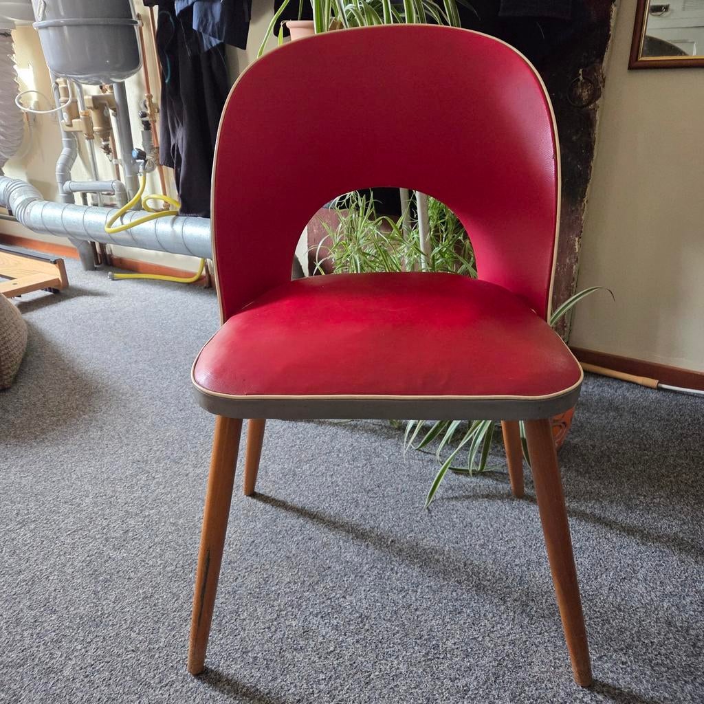 Vintage stoel, Ophalen, Rood, Eén