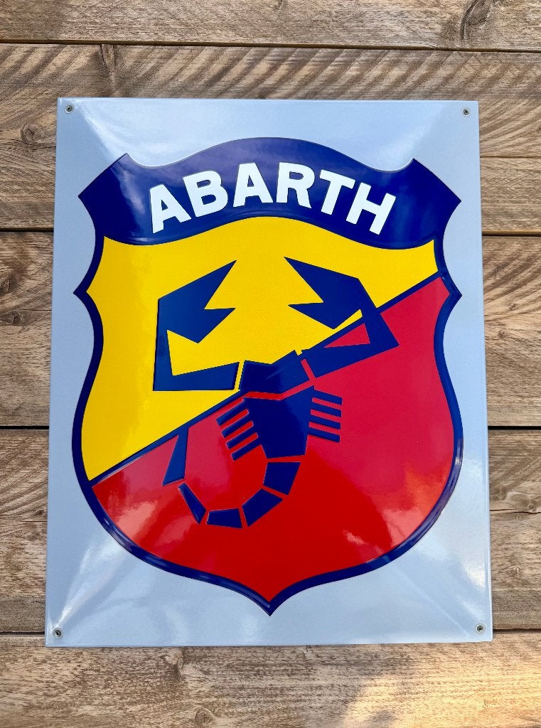 emaille Abarth bord 40x50cm | FIAT 500 124 600 850 595 128, Ophalen of Verzenden, Nieuw, Reclamebord