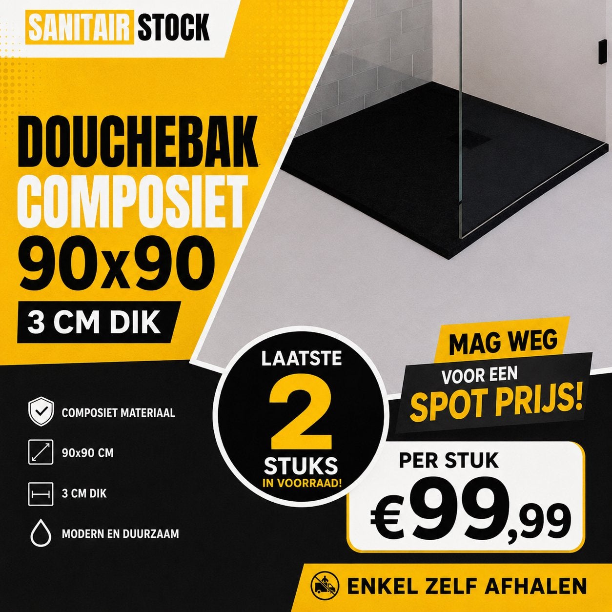 Douchebak composiet, Eén persoon
