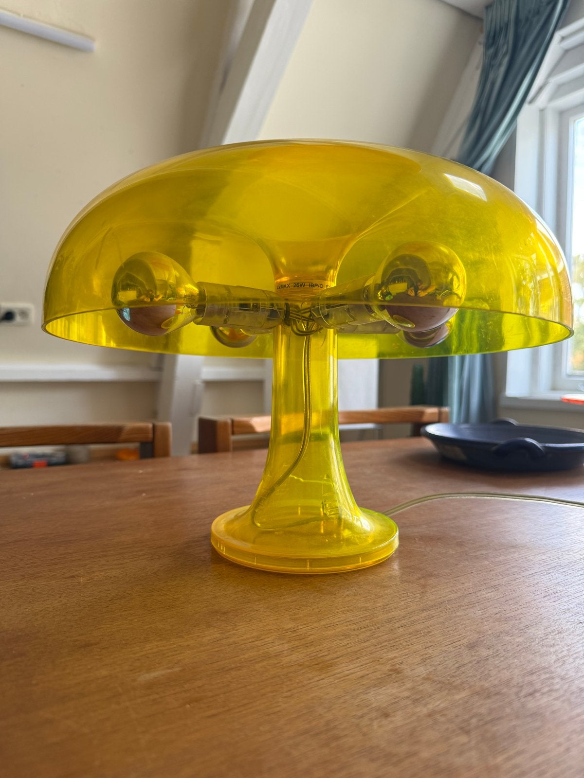 Artemide Nessino Tafellamp - Transparant Geel Design, Ophalen, Gebruikt, Paddenstoellamp, E14 (klein)