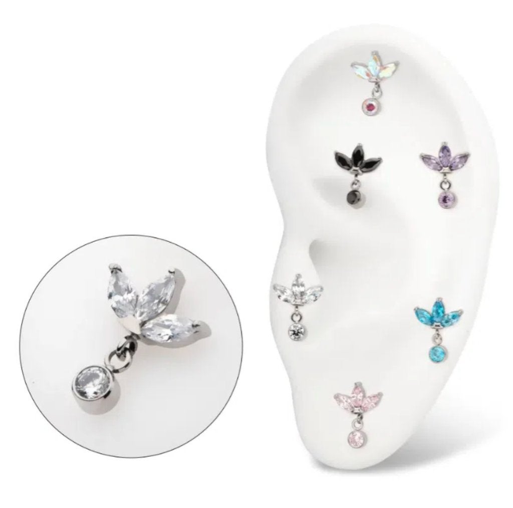 Titanium Marquise met Zirkonia bedeltje, Ophalen of Verzenden, Nieuw, Overige materialen, Oor- of Traguspiercing
