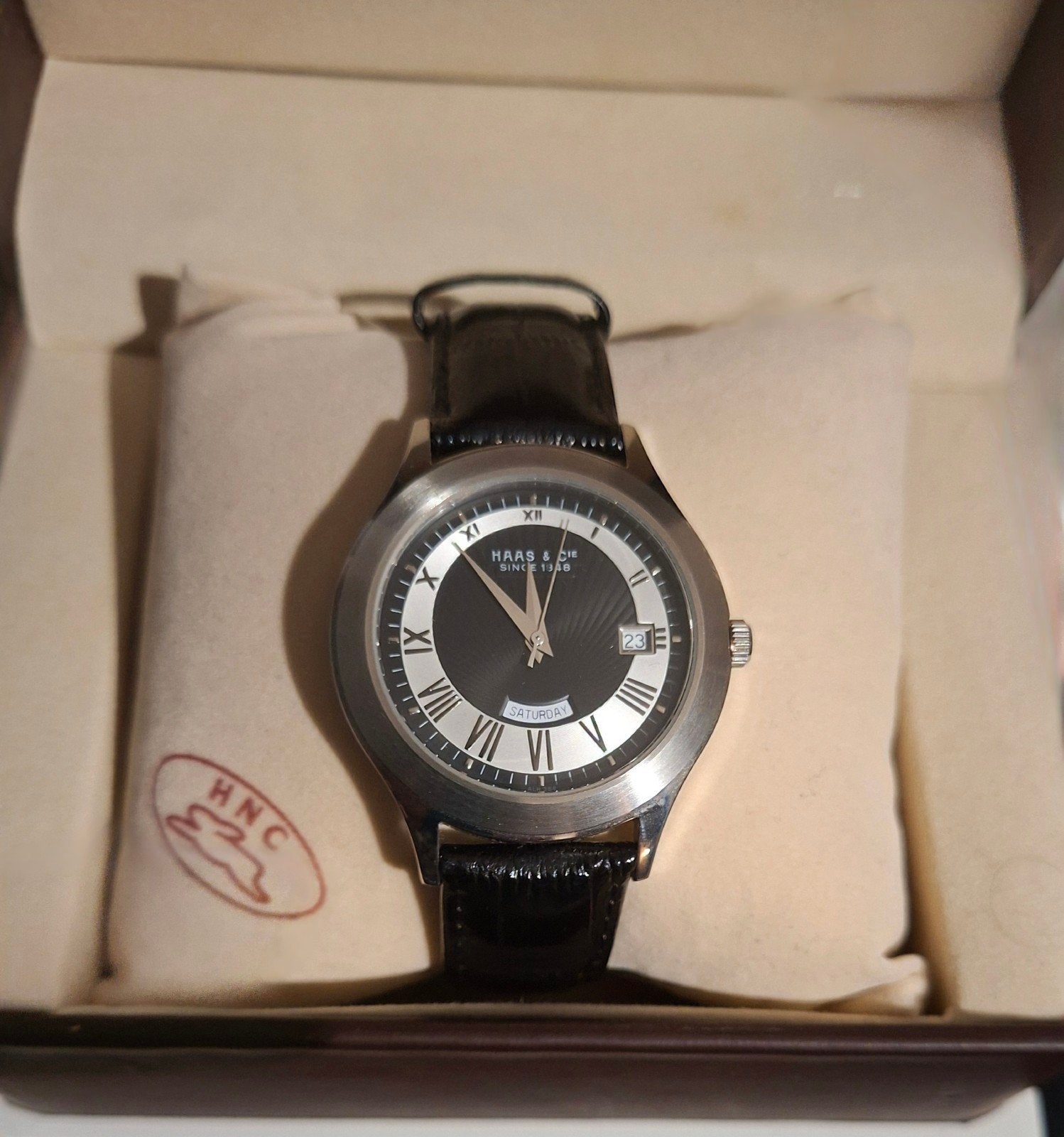 Haas & Cie Cameron unisex - horloge, ALH3841BD / ALH384ZBA, Overige merken, Leer, Staal, Polshorloge