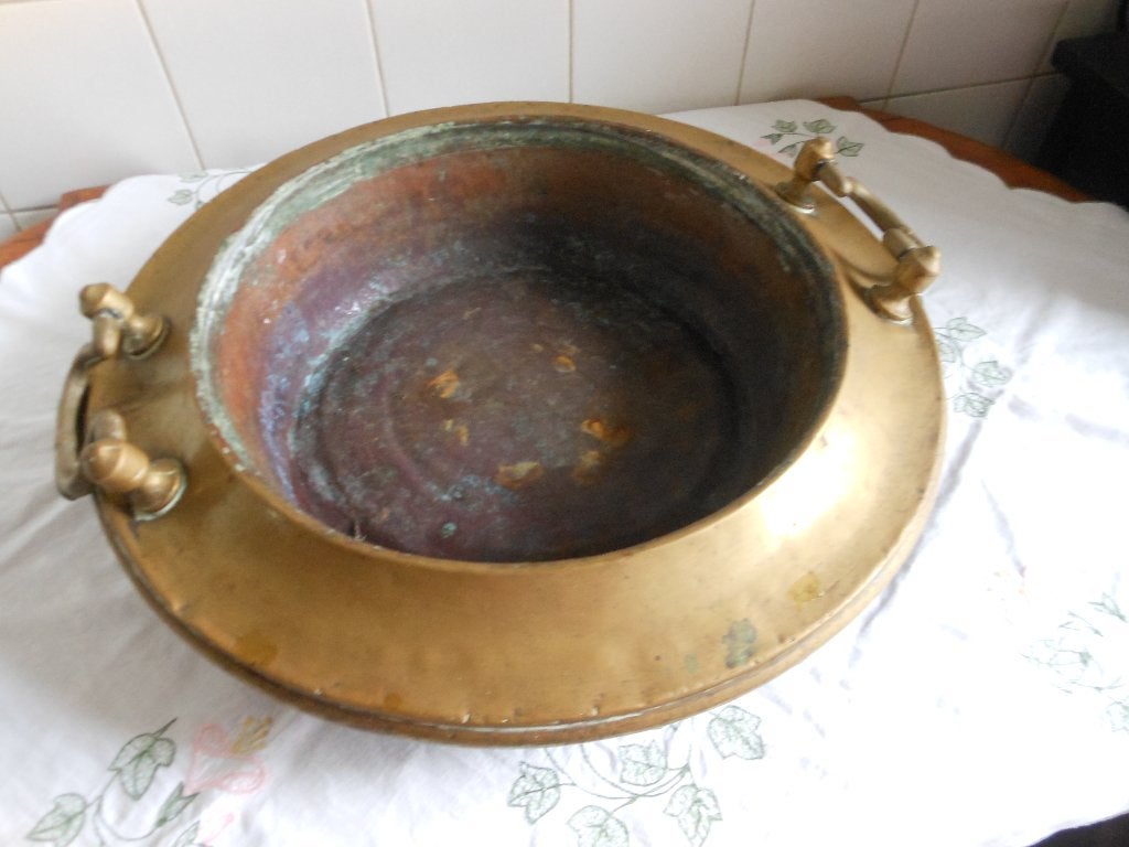 oud geelkopere pan, Antiek en Kunst, Ophalen