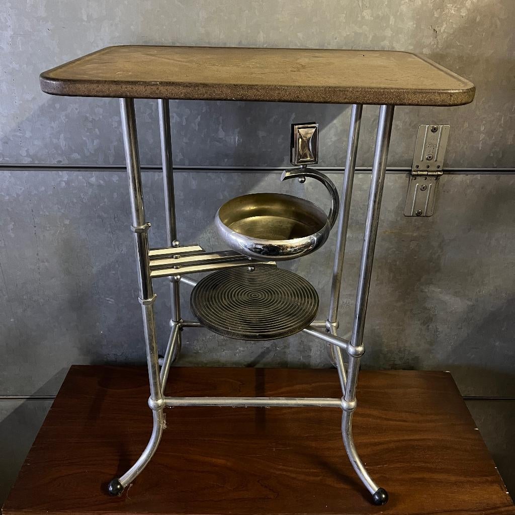 Antiek art deco streamline jaren 20 30 Demeyere rooktafel, Antiek en Kunst, Antiek | Meubels | Tafels, Ophalen of Verzenden