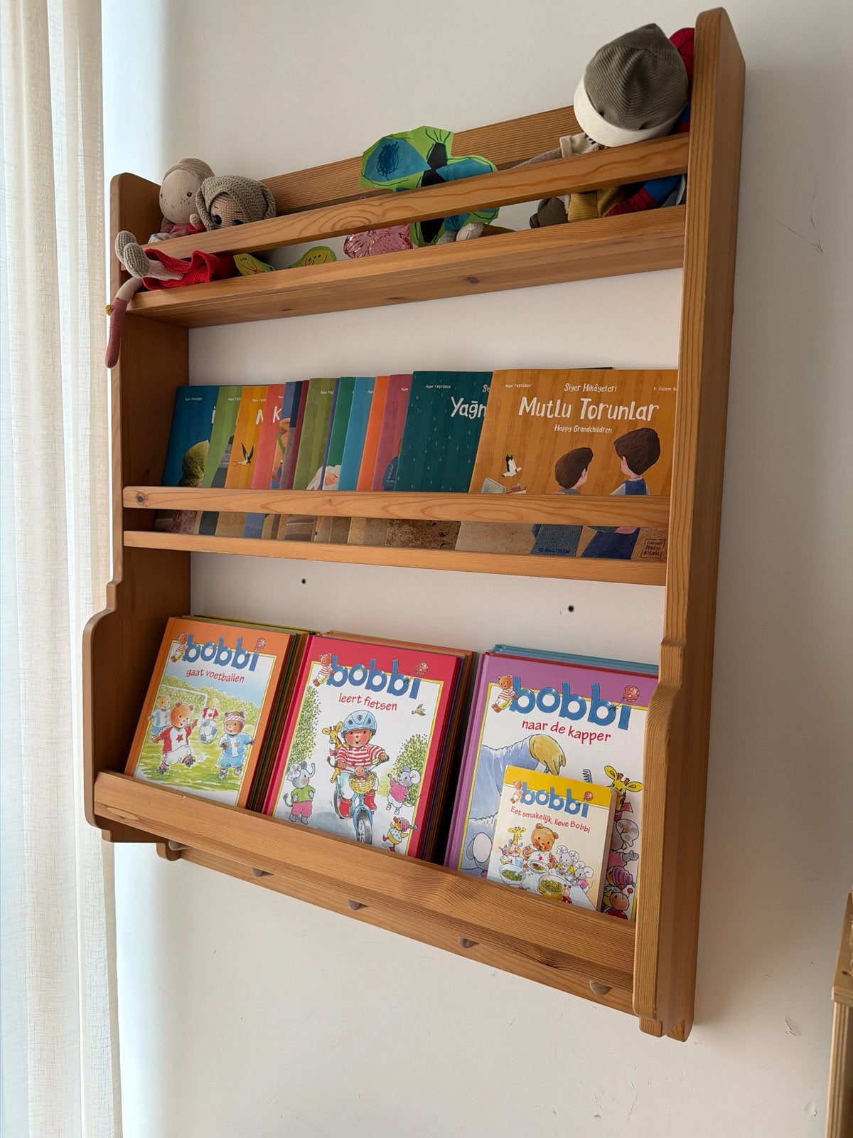 Vintage IKEA grenen boekenrek/wandrek, niet meer verkrijgbaa, Huis en Inrichting, Kasten | Boekenkasten, Ophalen, Met plank(en)