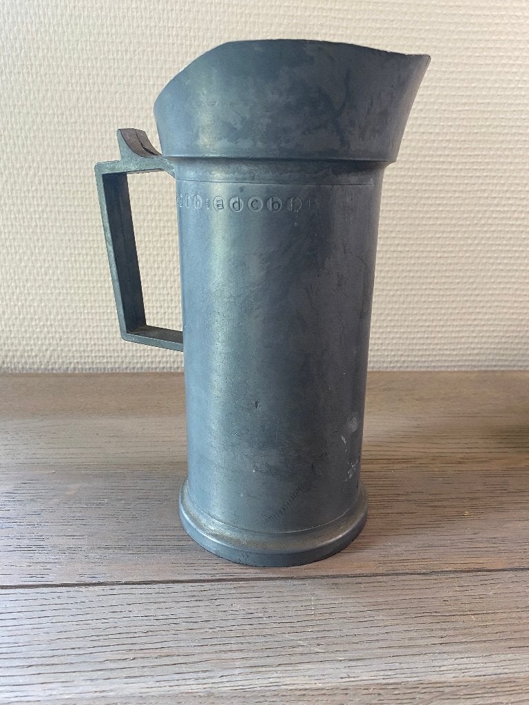 Vintage 'tinnen' maatkan 1 liter - Stoer / Sober / Brocante, Ophalen of Verzenden
