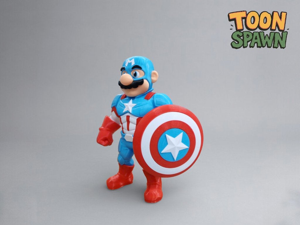 Captain Mario – Captain America X Mario – 28 cm, Ophalen of Verzenden, Nieuw, Overige typen