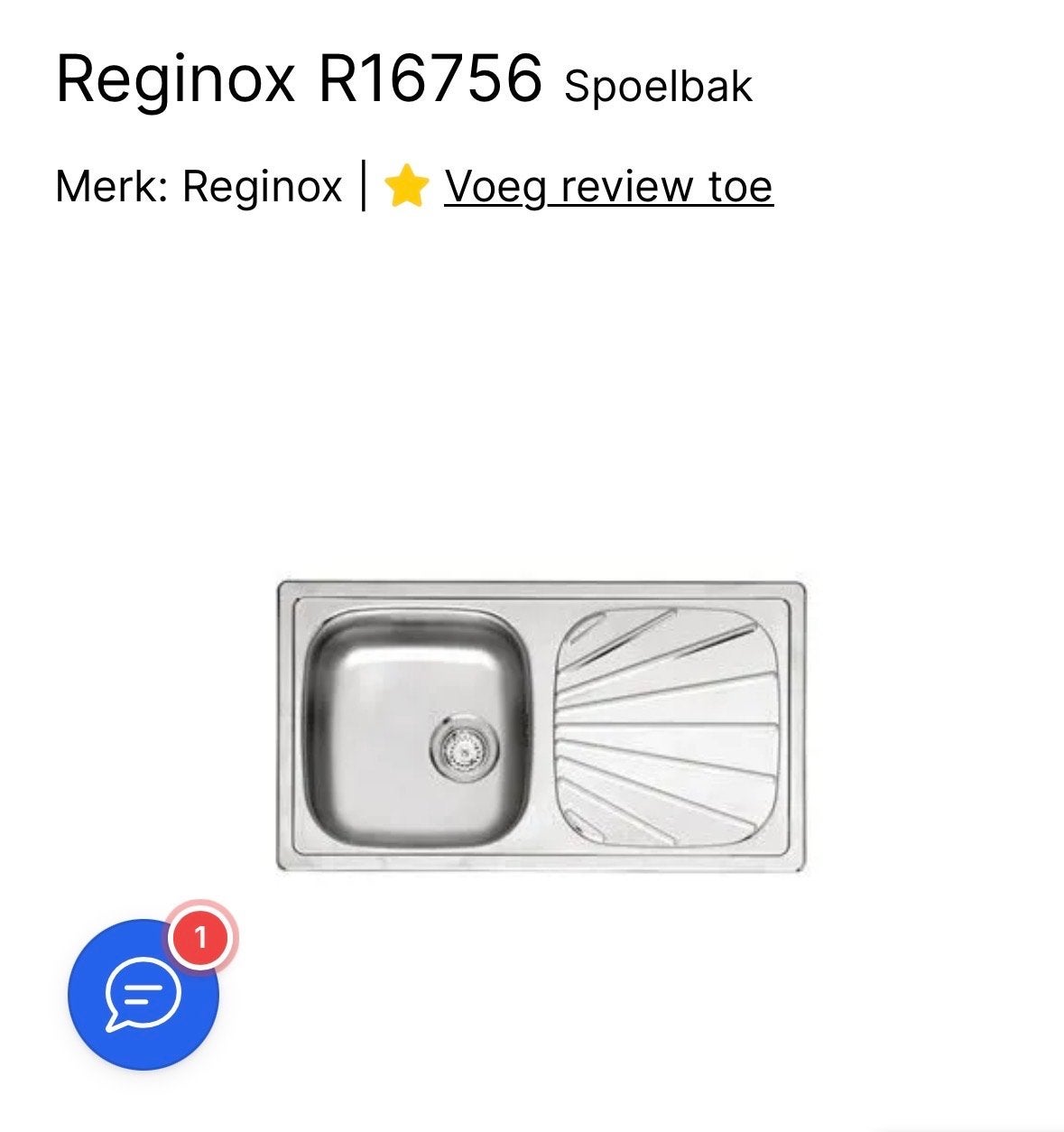 Reginox R16756 Spoelbak - Roestvrij staal, Overige typen, Ophalen of Verzenden, Metaal, Overige merken