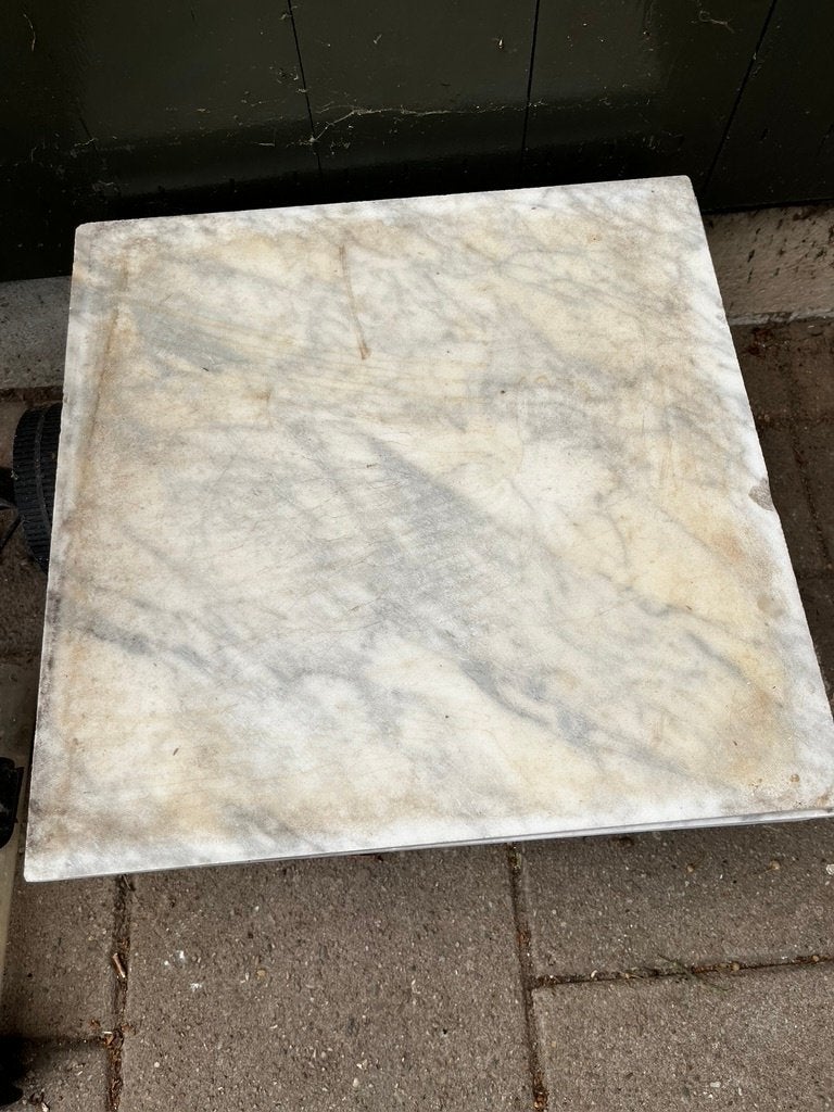 Marmeren tegels - Wit met grijze aders, Ophalen, Gebruikt, 40 tot 60 cm, Minder dan 5 m²
