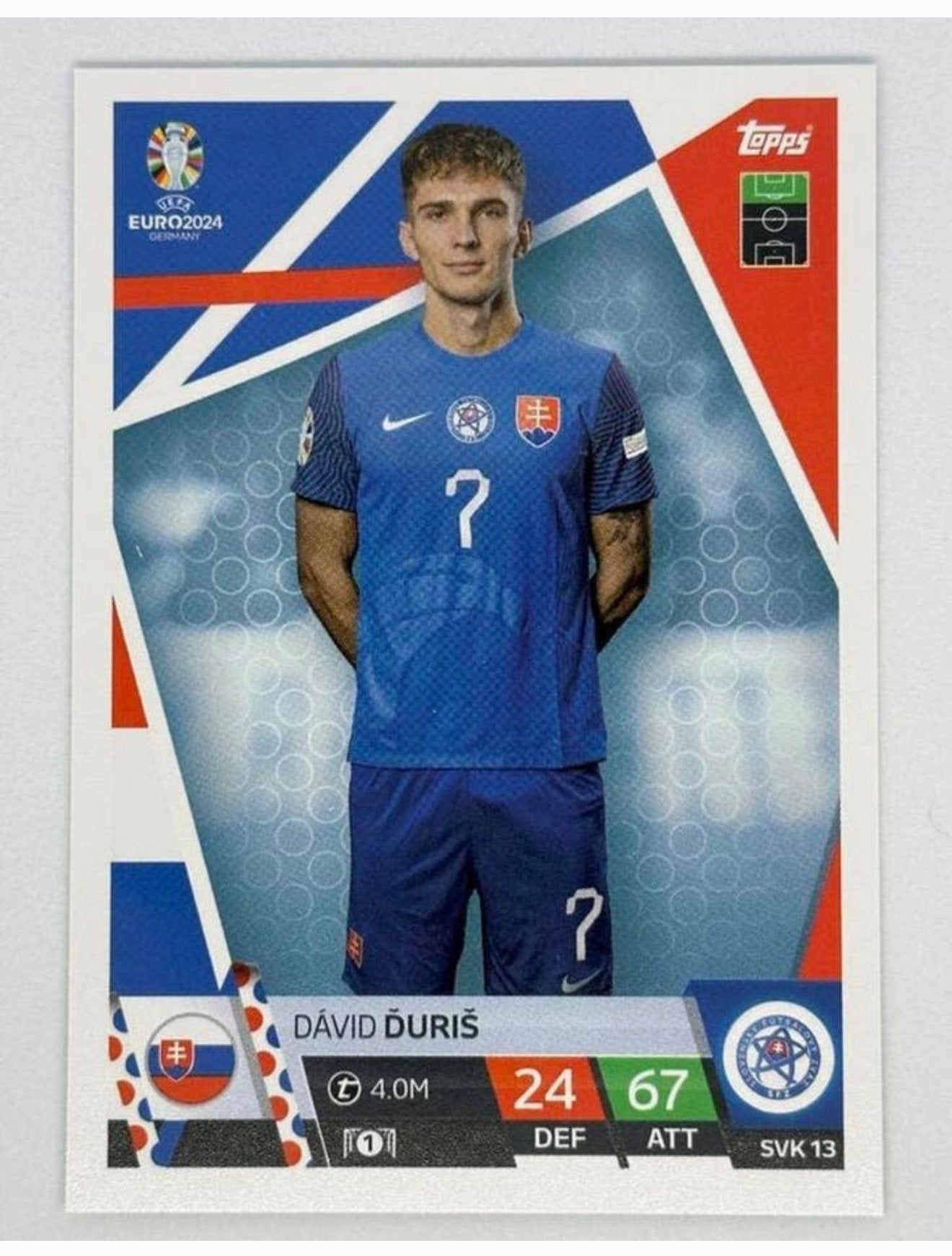 Topps Match Attax Euro 2024 MISPRINT SVK13 UEFA David Duriš, Buitenlandse clubs, Spelerskaart, Nieuw, Ophalen of Verzenden