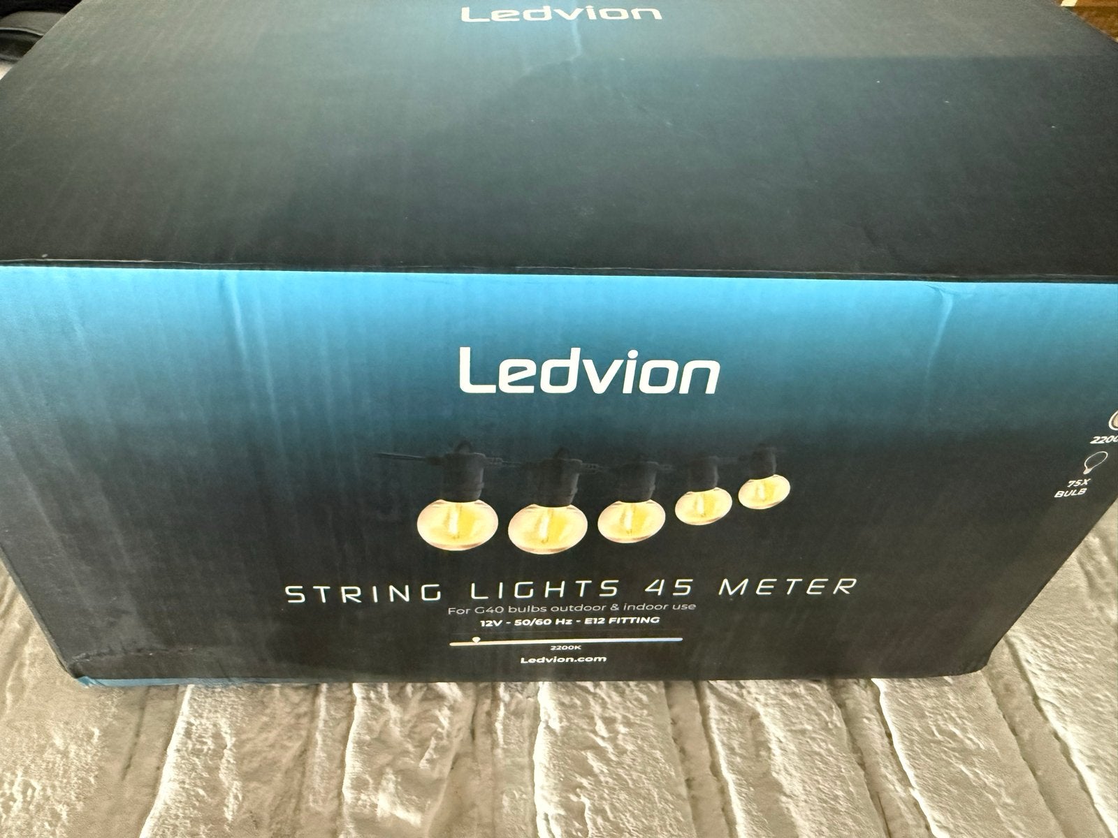 Ledvion String Lights - 45 meter - E12 fitting, Overige merken, Kunststof, Zwart, E14 (klein)