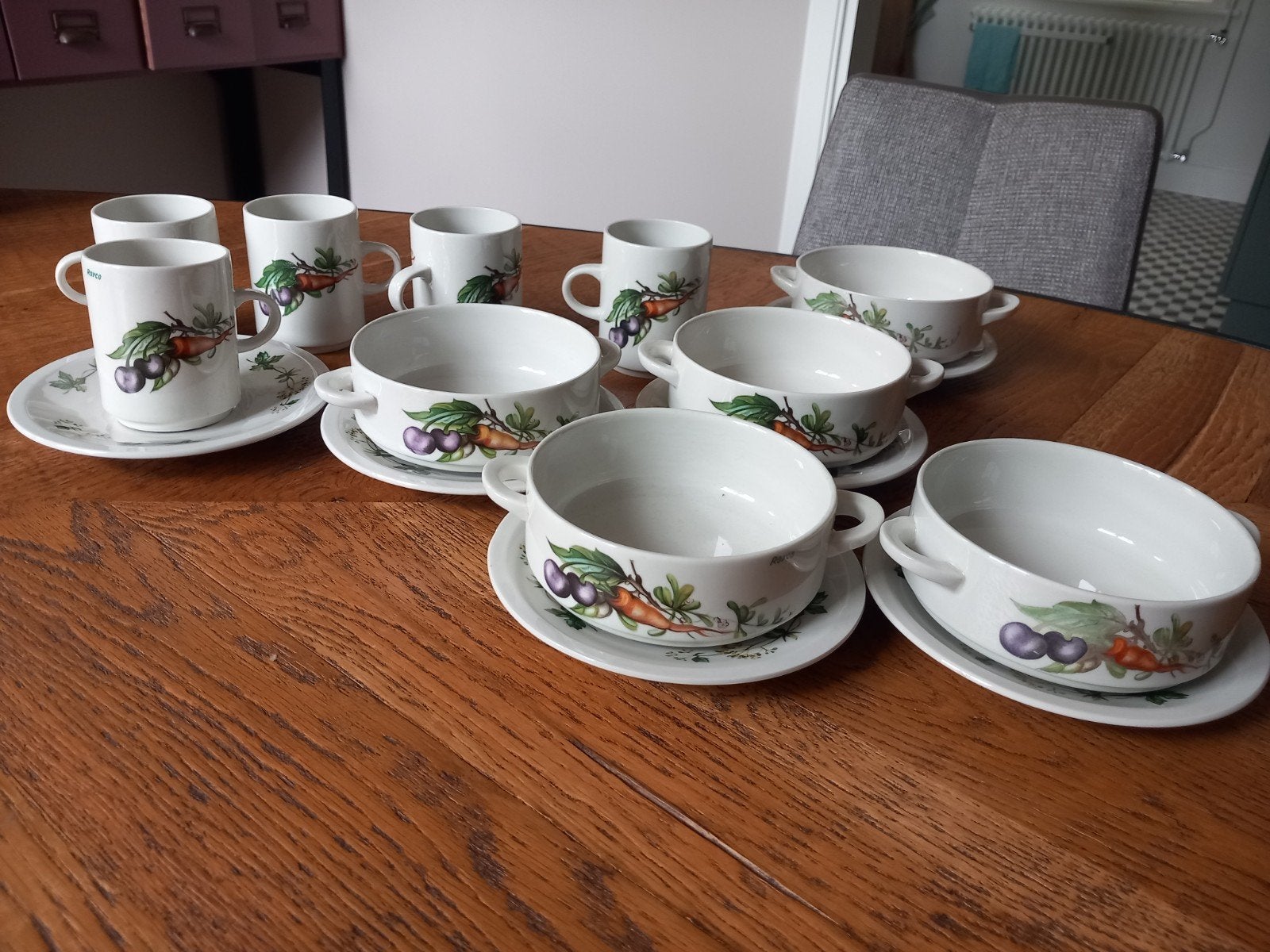 Villeroy & Boch Royco servies - kopjes en soepkommen, Gebruikt, Villeroy & Boch, Vintage, Ophalen of Verzenden