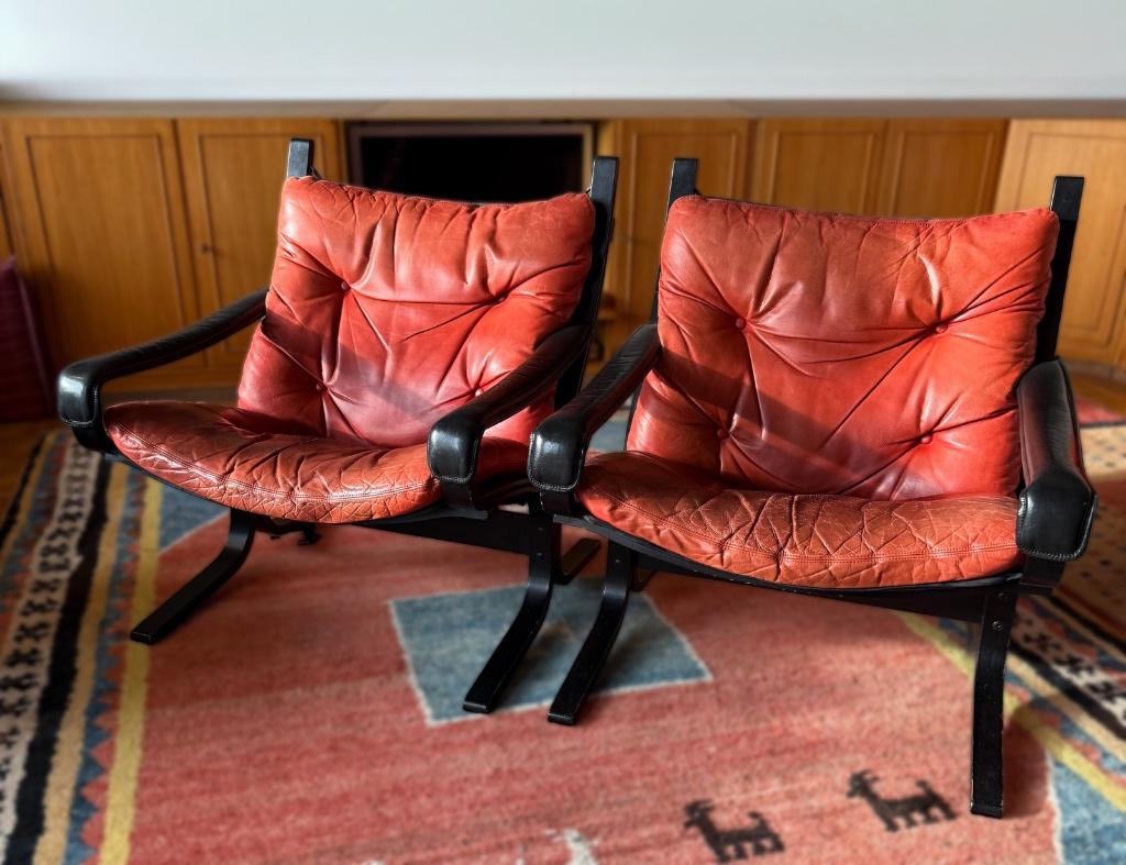 Paar Ingmar Relling „Siesta" Lounge Fauteuils – Westnofa, Ophalen, Gebruikt, Twee, Scandinavisch mid-century design