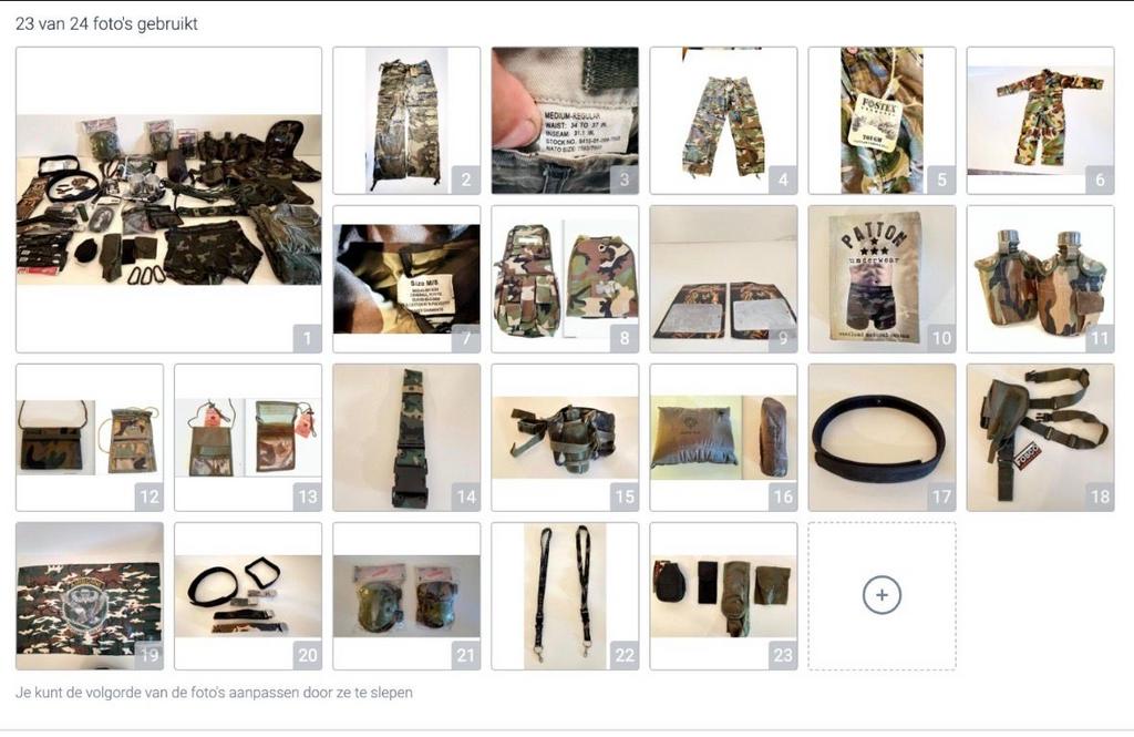 Uitgebreide militaire uitrusting camouflage set (zeer veel), Ophalen, Landmacht, Nederland