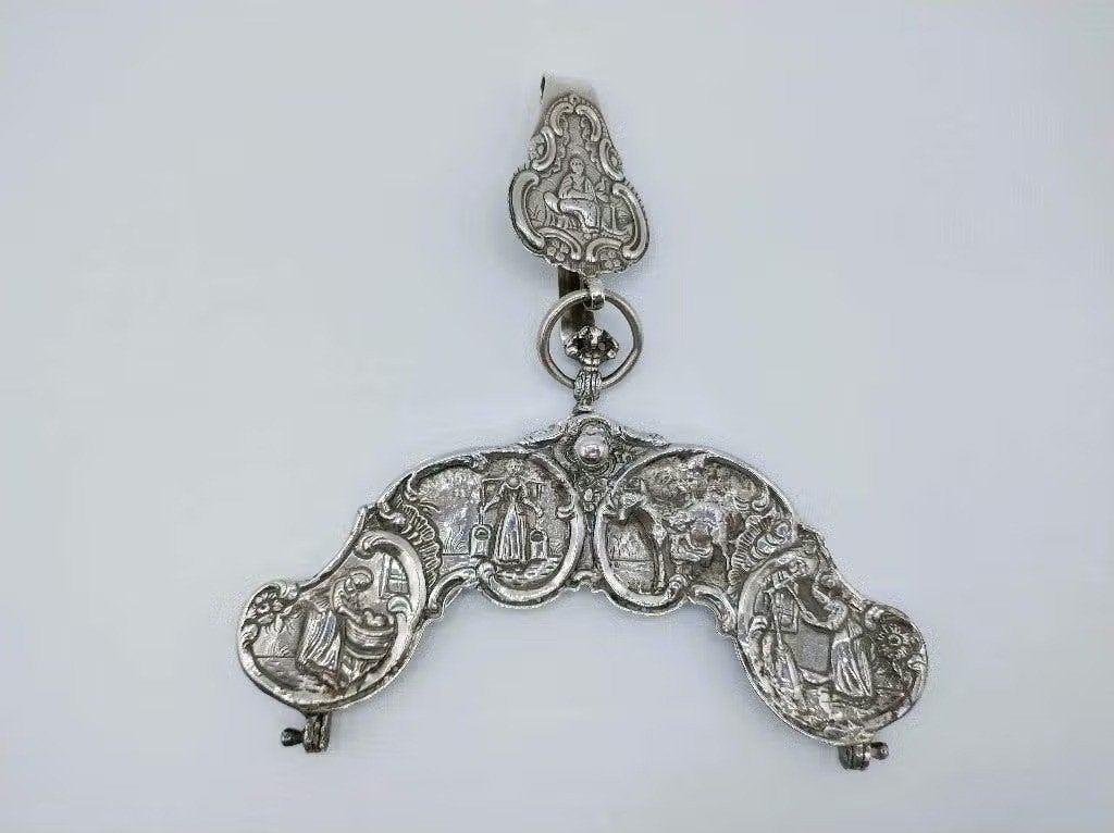 Zilveren tasbeugel met tashaak, R. Tania, Leeuwarden, 1790, Verzenden, Zilver