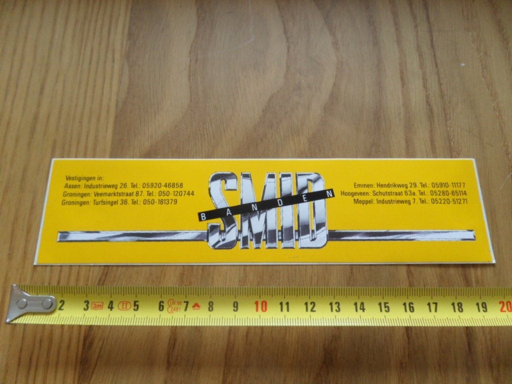 sticker SMID Banden  Assen Groningen Emmen Hoogeveen Meppel*, Ophalen of Verzenden, Zo goed als nieuw, Bedrijf of Vereniging