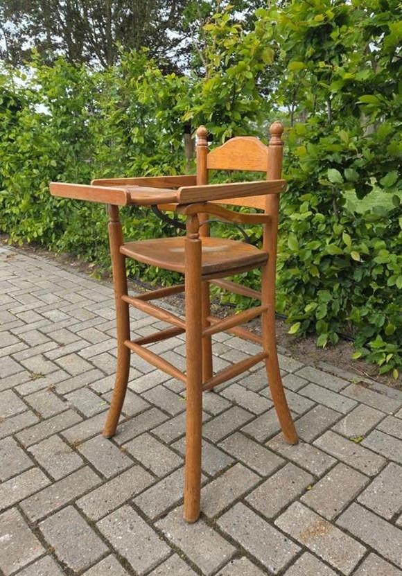 Eiken kinderstoel met eetblad, Kinderen en Baby's, Kinderstoelen, Ophalen, Gebruikt, Overige typen, Afneembaar eetblad
