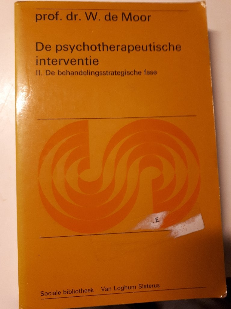 De psychotherapeutische interventie II - Prof. W. de Moor, Ophalen of Verzenden, Gelezen, Sociale psychologie