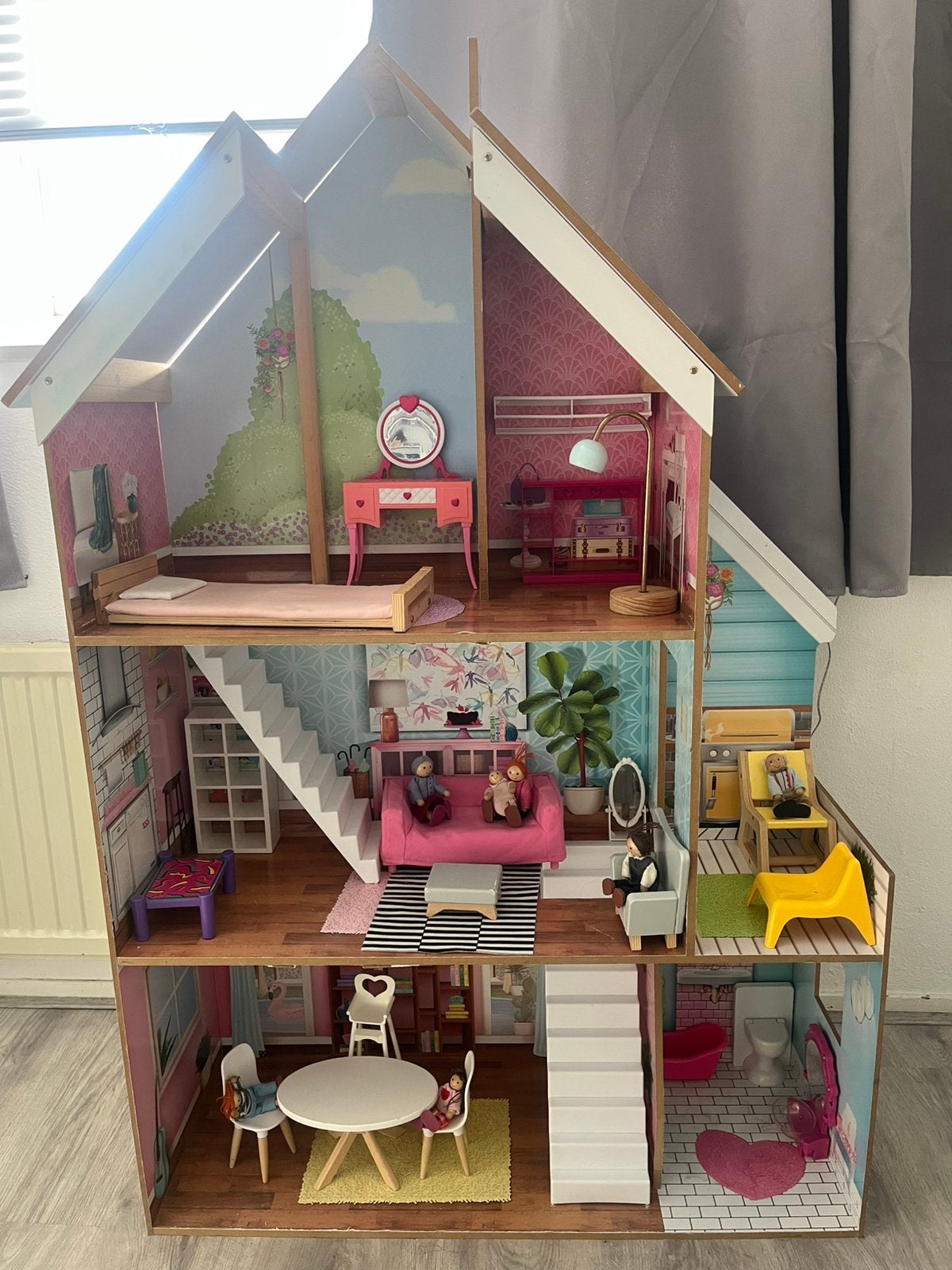 Kidkraft met poppen en meubels, Ophalen of Verzenden, Zo goed als nieuw, Poppenhuis