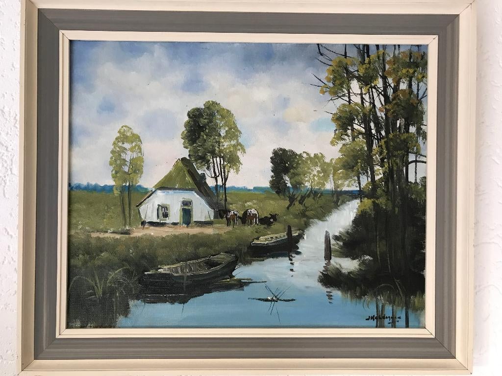 Schilderij van Jan Kelderman - Wintergezicht, Antiek en Kunst, Ophalen of Verzenden