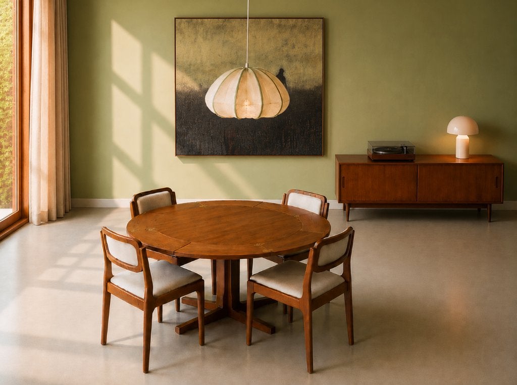 Dyrlund Flip Flap Lotus eettafel in teak Denemarken 1960, Ophalen, Gebruikt, Vijf personen of meer, Vintage design, Mid Century Modern, Deens design