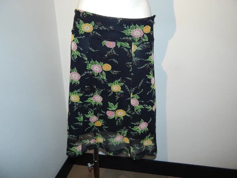 King Louie leuke rok zwart uitlopend in kleuren print L, Maat 38/40 (M), Zo goed als nieuw, Knielengte, King Louie