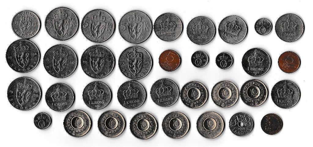 M 58 - munten van Noorwegen € 7,25, Ophalen of Verzenden, Overige landen