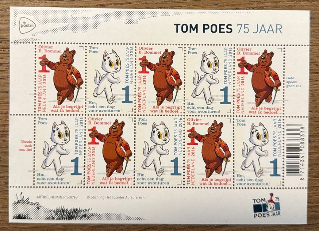 Postzegels pf. Tom Poes 75 jaar, Ophalen of Verzenden, Na 1940, Postfris