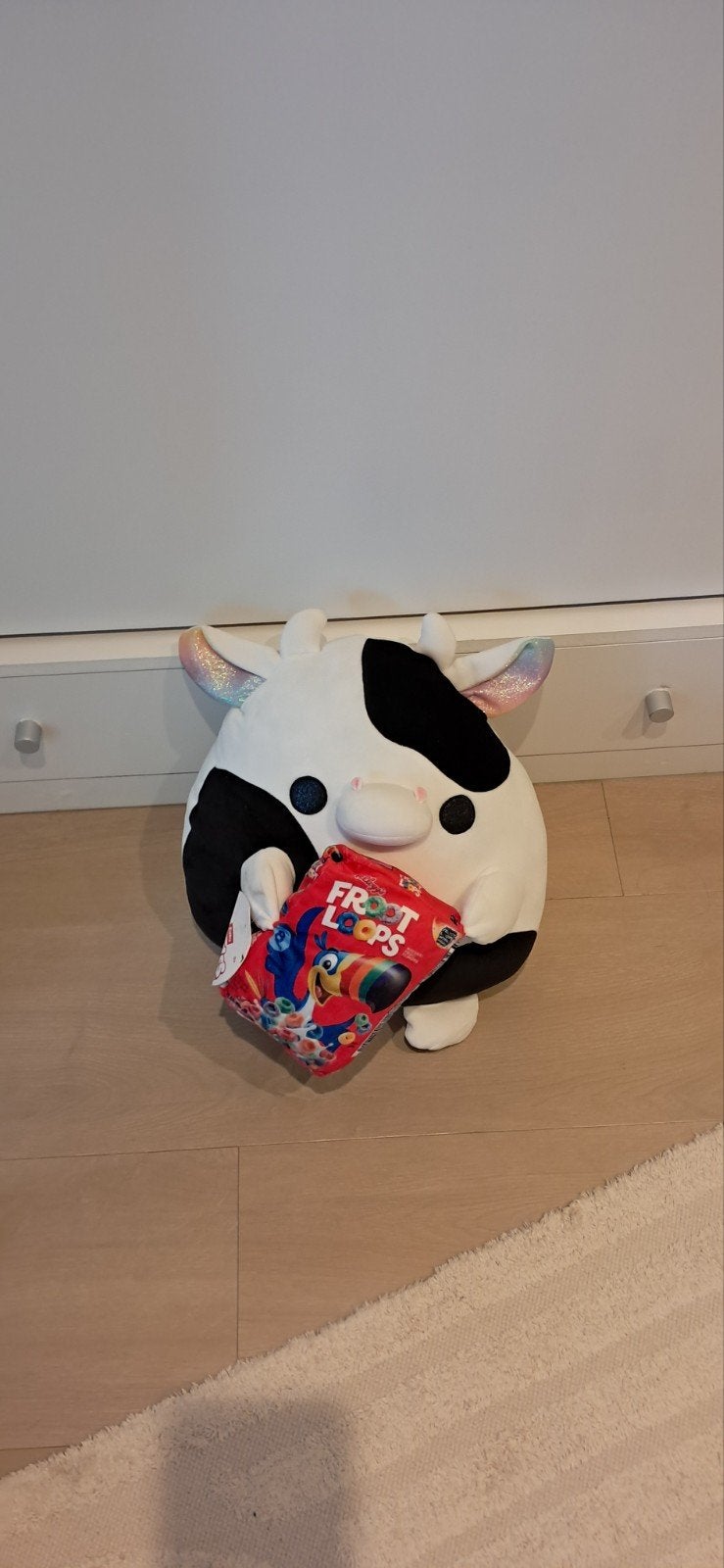 Squishmallow Koe met Froot Loops Knuffel, Ophalen, Zo goed als nieuw, Middelgroot (20 tot 80 cm), Meerkleurig