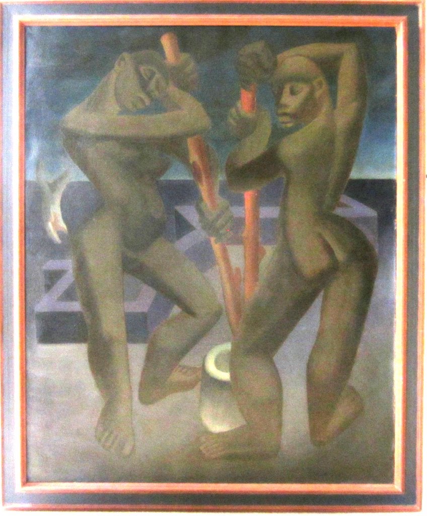 Frédéric Davis 1919-1996===doek 100 x 80 cm===AFRIKANIST, Antiek en Kunst, Kunst | Schilderijen | Klassiek, Ophalen