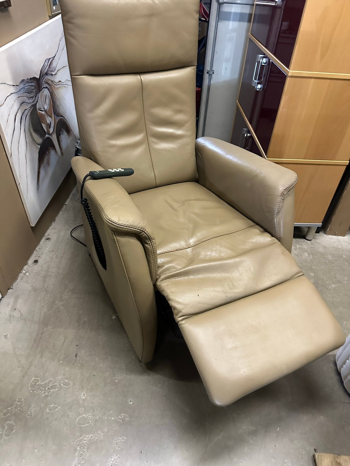 Prominent relax fauteuil echt leer met sta op functie, Ophalen, Gebruikt, Prominent, Leer