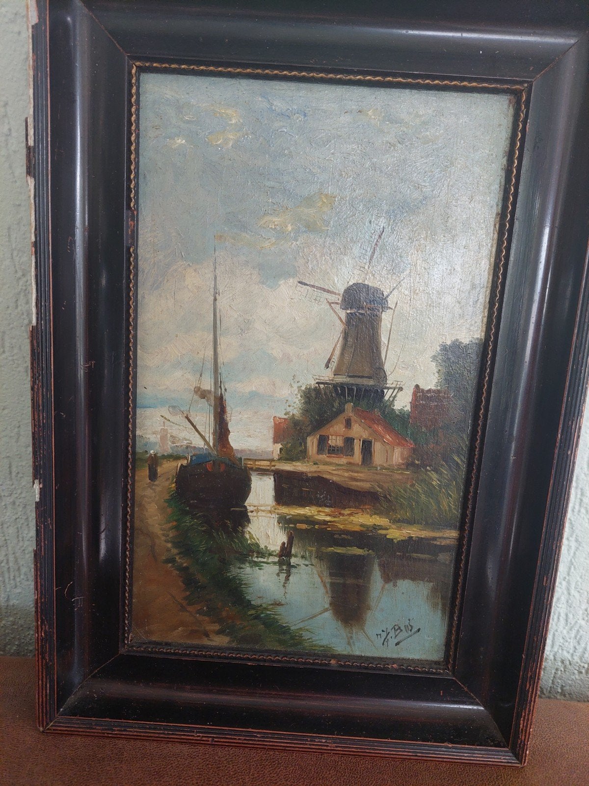 oud schilderijtje olieverf op paneel, Antiek en Kunst, Ophalen of Verzenden