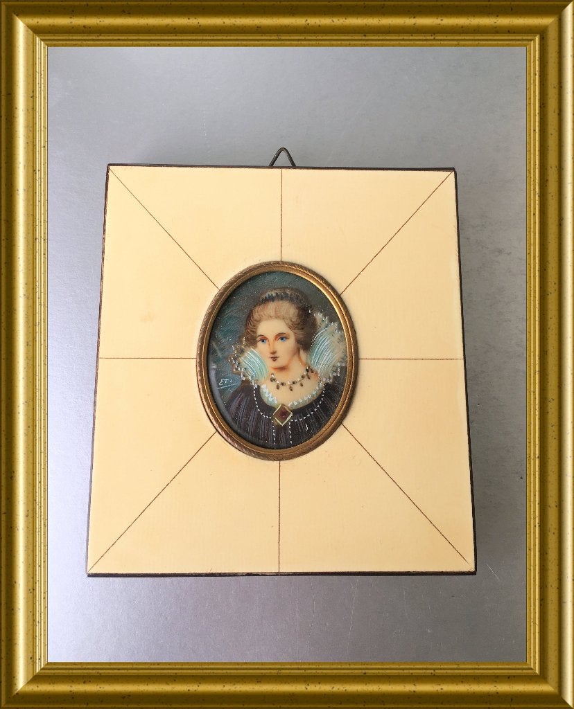 Oud miniatuur portret lijstje, Ophalen of Verzenden