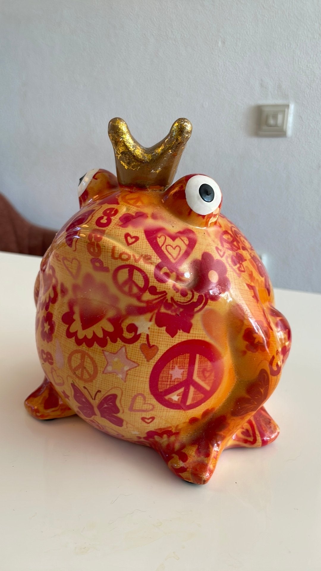 Oranje peace kikker pomme pidou, Ophalen, Zo goed als nieuw, Steen, Aardewerk of Keramiek, Dier