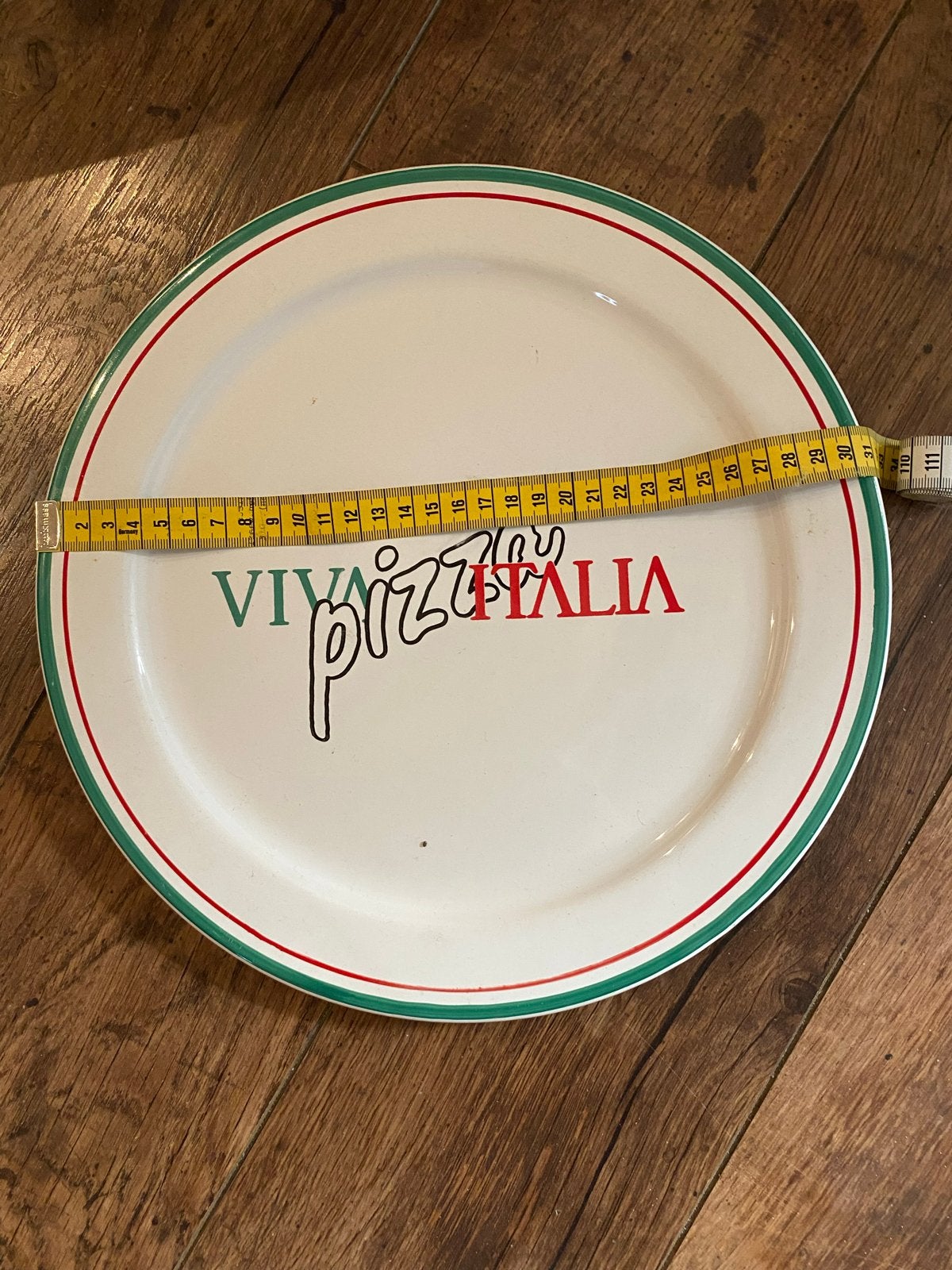 Groot pizzabord 'Viva l'Italia' - 30 cm, Huis en Inrichting, Keuken | Servies, Gebruikt, Keramiek, Ophalen of Verzenden, Bord(en)