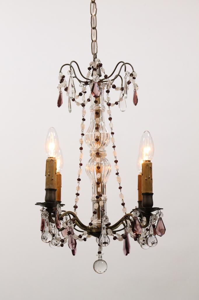 Franse kroonluchter 4 lichtpunten, Antiek en Kunst, Antiek | Lampen, Ophalen of Verzenden
