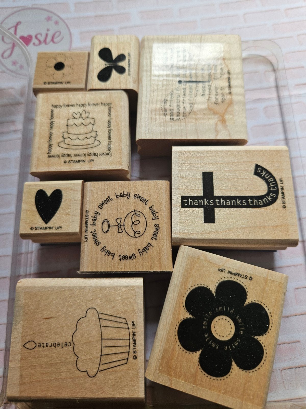 Stampin' Up! Stempelset 'Cause for Celebration' (9 stuks), Ophalen of Verzenden, Zo goed als nieuw, Houten stempel