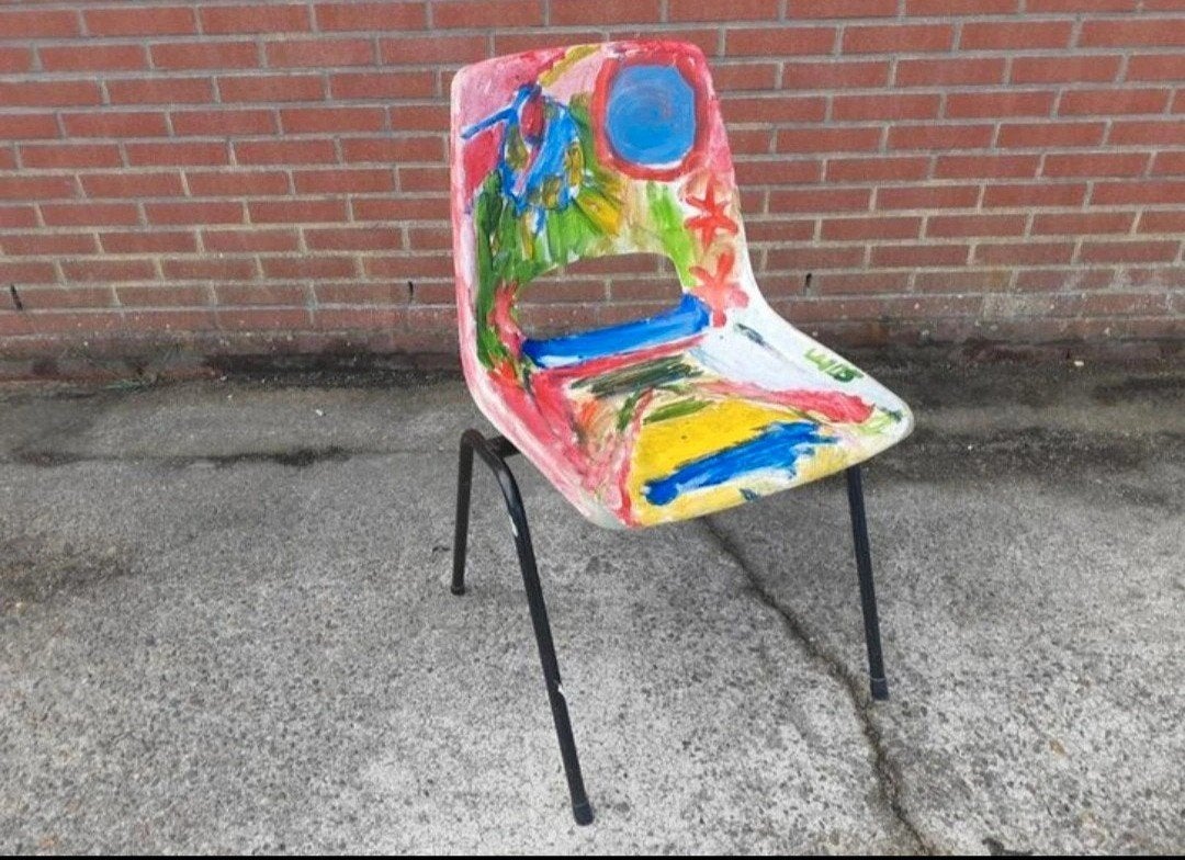 Ontwerp stoel Marko Holland Jac Vogels met kunst 70s en 80s, Huis en Inrichting, Ophalen of Verzenden, Gebruikt, Eén
