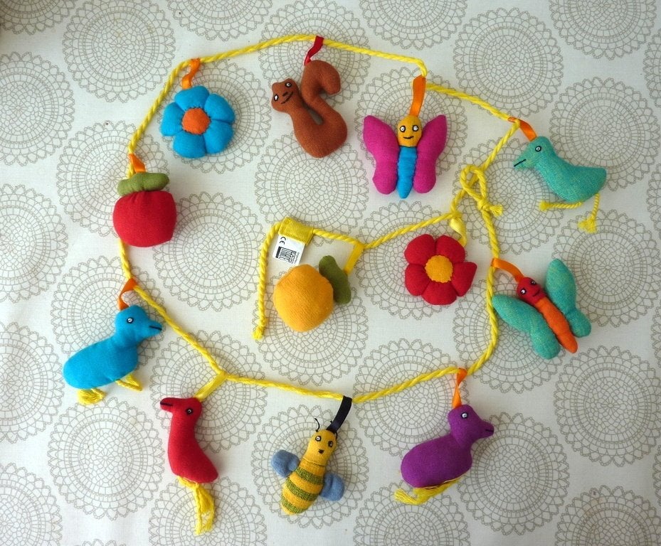 Slinger/mobiel met stoffen figuurtjes (nieuw), Handgemaakt, Overige kleuren, Nieuw, Ophalen of Verzenden