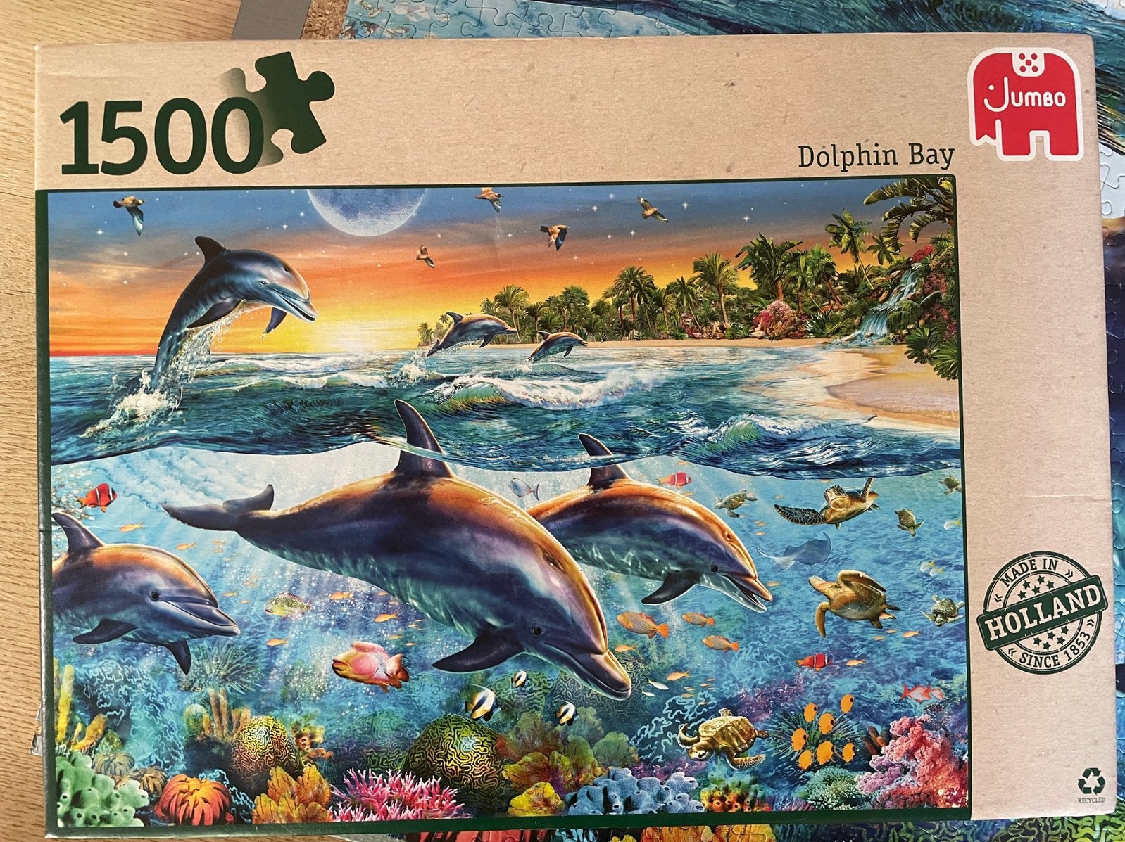 Jumbo legpuzzel 1000 stukjes Dolfijnen, Ophalen of Verzenden, 500 t/m 1500 stukjes, Zo goed als nieuw, Legpuzzel