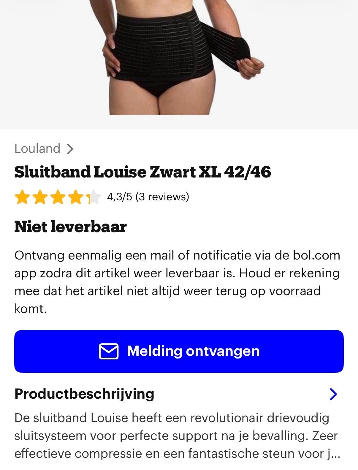 Sluitband Louise Zwart XL 42/46 - Perfecte Support, Ophalen of Verzenden, Nieuw