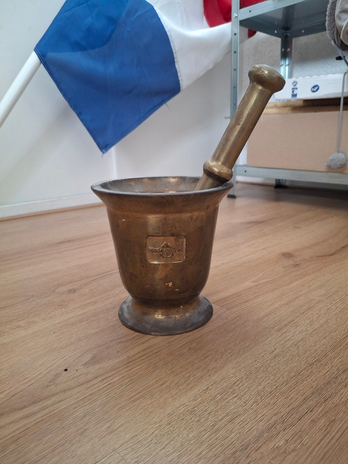 Antieke bronzen vijzel met stamper, Antiek en Kunst, Antiek | Overige Antiek, Ophalen