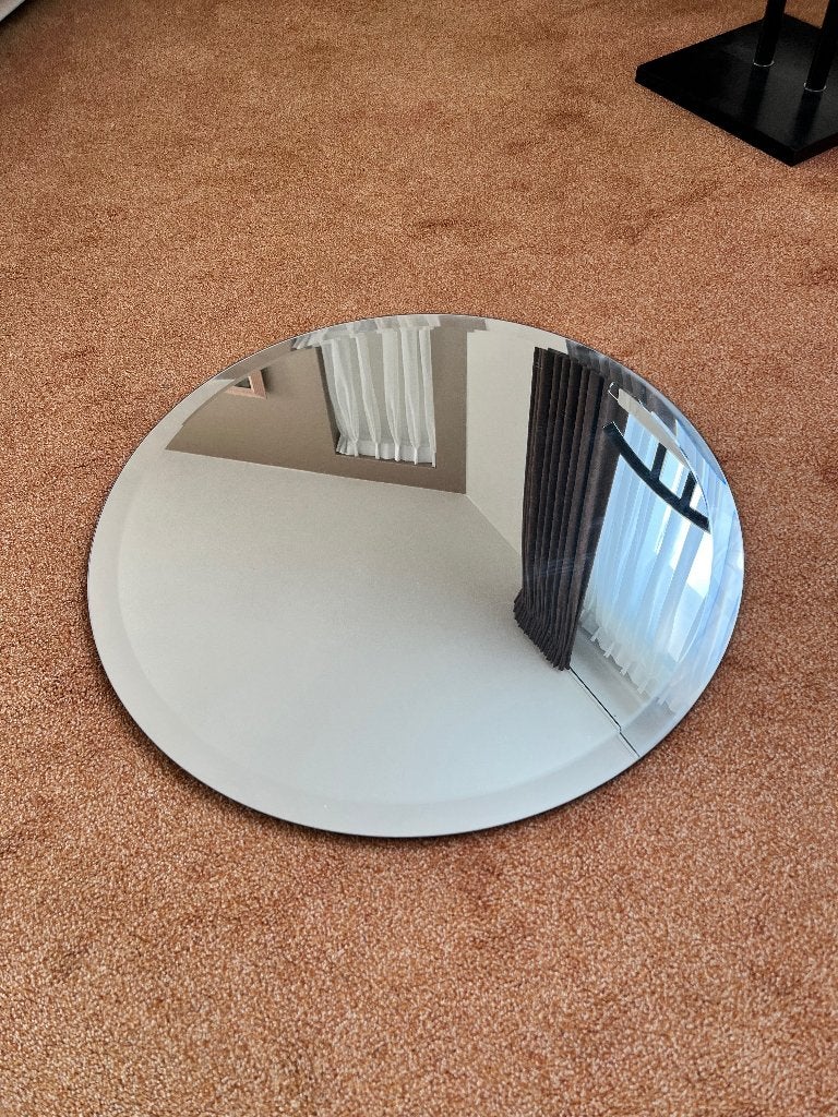 Ronde Vegla spiegel met facetrand - 60 cm diameter, Ophalen, Gebruikt, Rond, Minder dan 100 cm