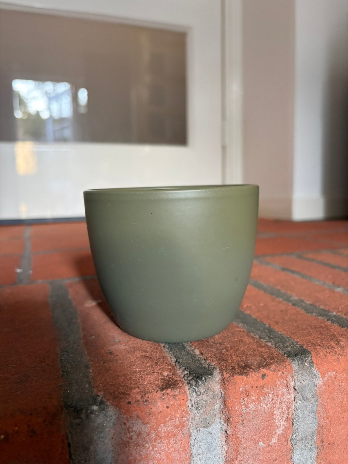 Groen kleine bloempot, Rond, Ophalen of Verzenden, Zo goed als nieuw, Aardewerk